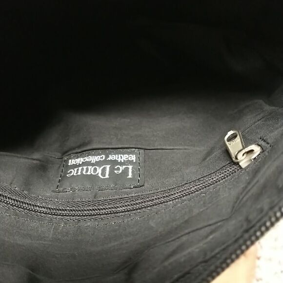 Le Donne Leather Collection Crossbody Shoulder Bag Black Zip Pocket Small Classi - Picture 8 of 16